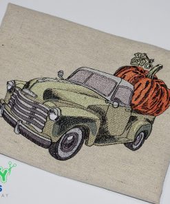 Solid Stitch Pumpkin Truck Embroidery Design