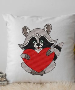 Raccoon with Heart Embroidery Design
