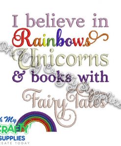 Unicorn and Rainbows Embroidery Design