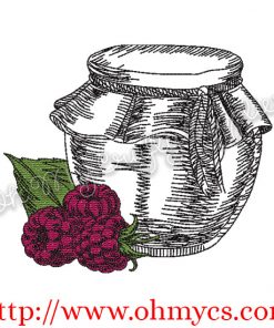 Raspberry Jam Jar Embroidery Design