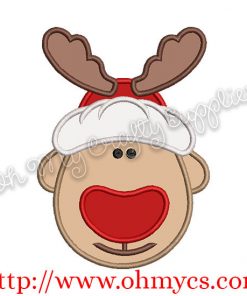 Red Nose Deer Applique Design