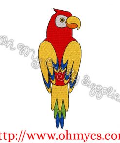 Red Macaw Parrot Embroidery Design