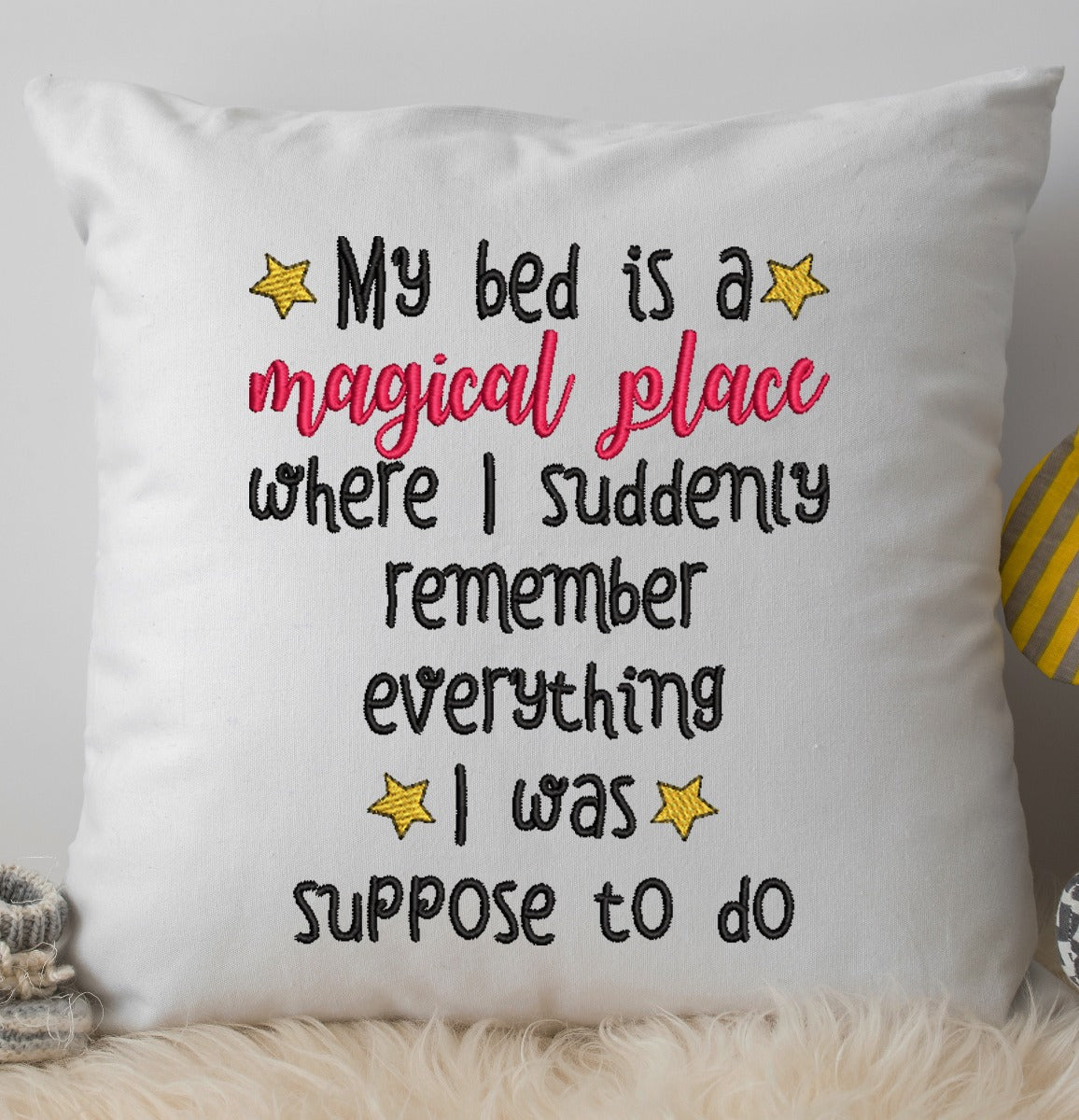 Magical bed where I remember everything Embroidery Design