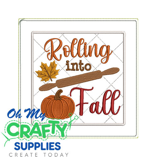 Rolling into Fall Potholder Embroidery Design (AB)