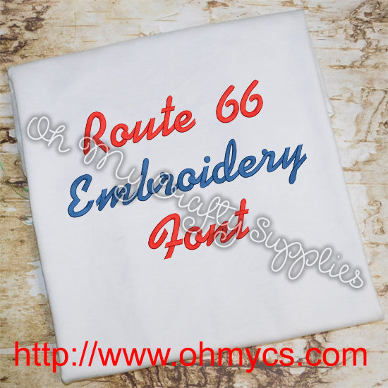 Route 66 Embroidery Font (BX Included)