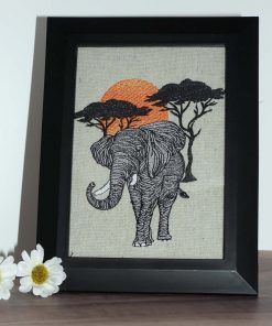Safari Sunset Elephant Embroidery Design
