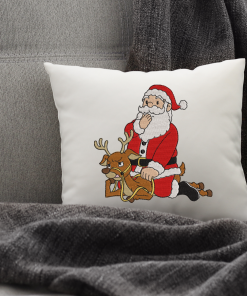 Hefty Santa on Reindeer Embroidery Design