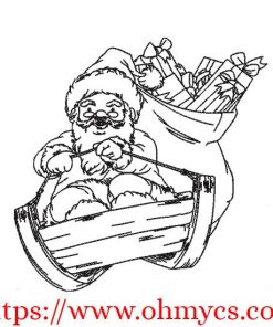 Santa Riding Sleigh Sketch Embroidery Design