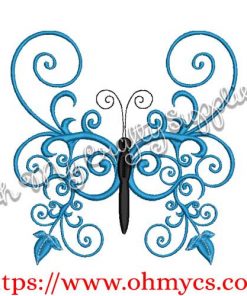 Satin Wing Butterfly Embroidery Design