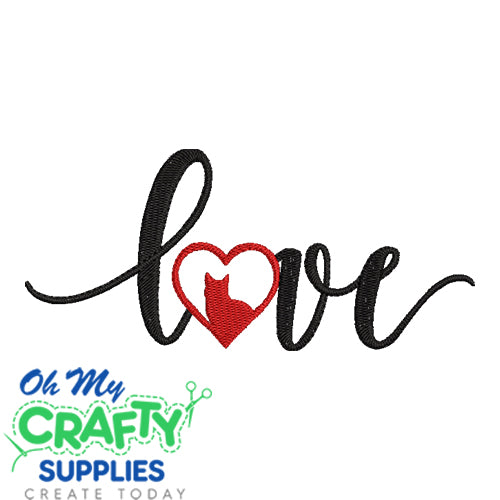 Love Cat Silhouette Embroidery Design