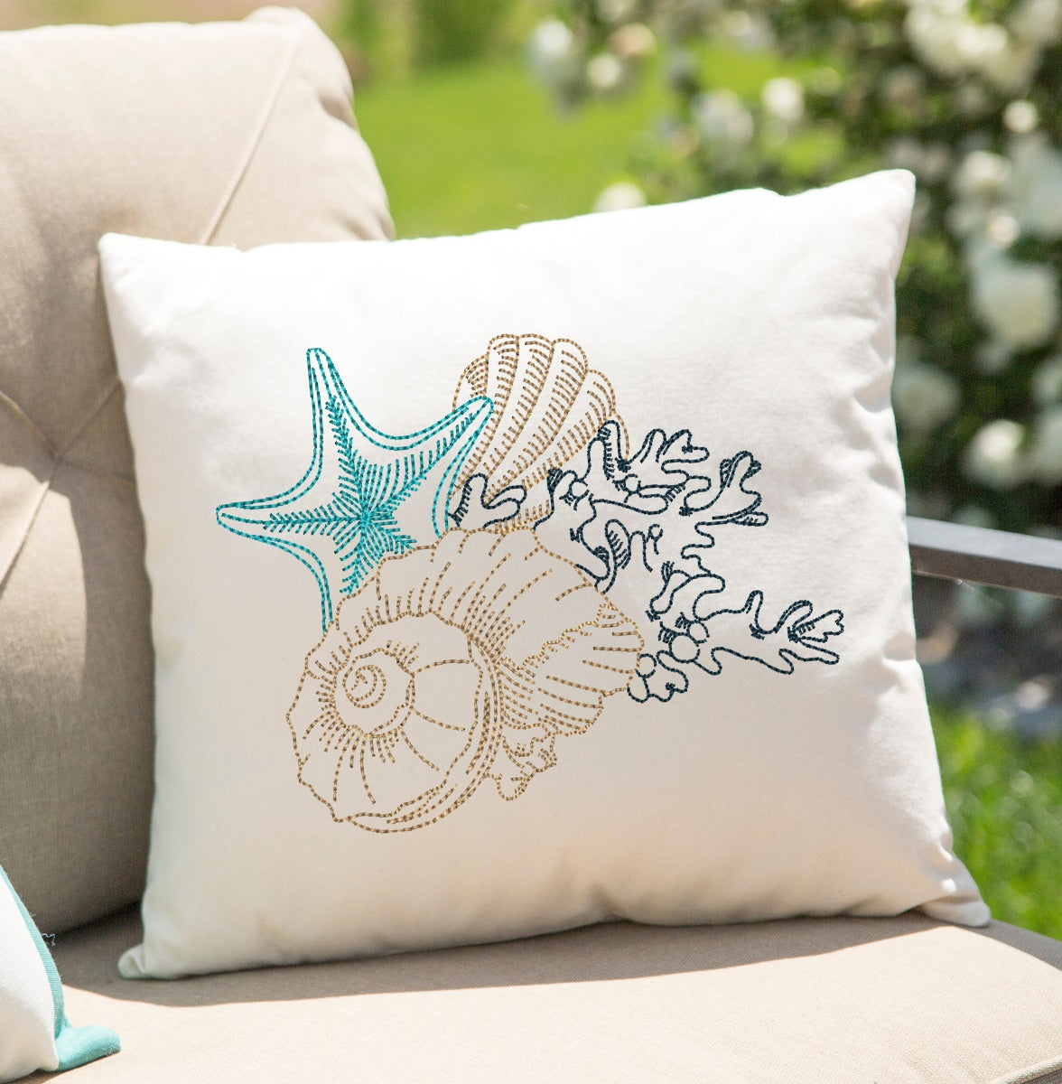 Sea Shell with Coral Embroidery Design