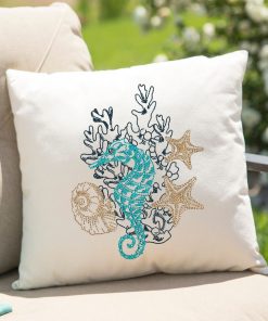 Colorful Seahorse Sketch Embroidery Design