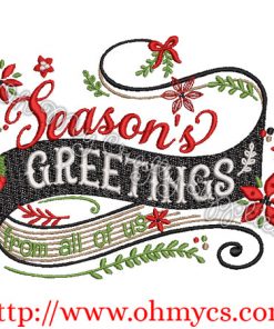 Season's Greetings from all of us Embroidery Design