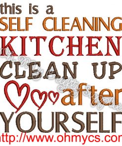 Self Cleaning Kitchen Embroidery Design