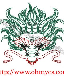 Serpentine Dragon Head Embroidery Design