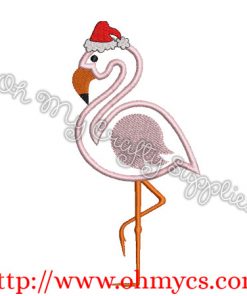 A Santa Flamingo Applique