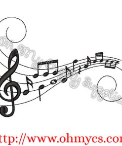Sharp Music Notes Embroidery Design