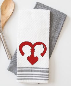 Silhouette Heart Couple Embroidery Design