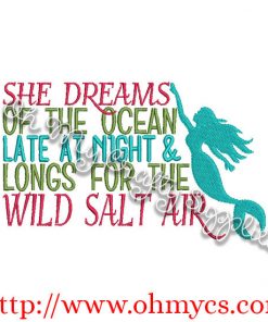 She Dreams Ocean Embroidery Design