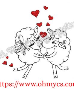 Sheep Couple Embroidery Design