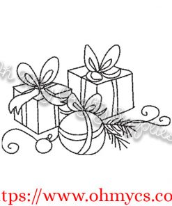 Simple Cute Present Embroidery Design