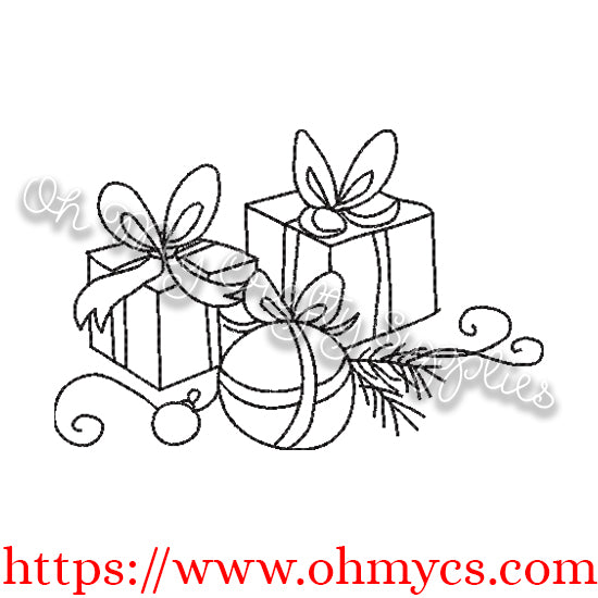 Simple Cute Present Embroidery Design