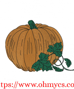 Simple Pumpkin Sketch Colored Embroidery Design