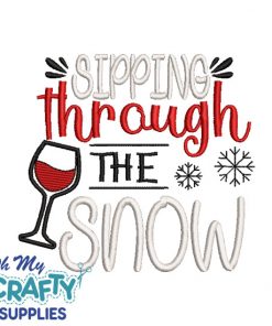 Sipping through the Snow Embroidery Design