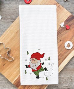 Ice Skating Gnome Embroidery Design