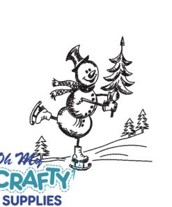 Sketch Skating Snowman 921 Embroidery Design
