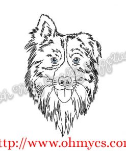 Sketch Australian Shepard Embroidery Design