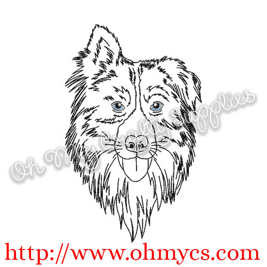 Sketch Australian Shepard Embroidery Design