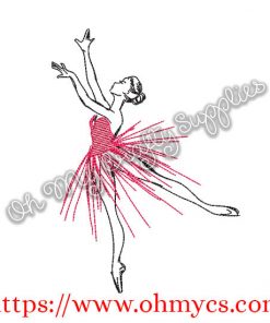 Sketch Ballerina Tutu Embroidery Design