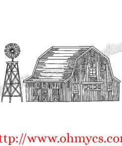 Sketch Barn with Windmill Embroidery Design