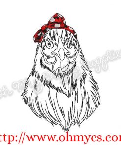 Sketch Chicken Embroidery Design