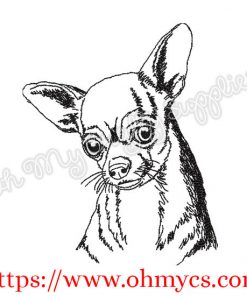 Sketch Chihuahua Head Embroidery Design