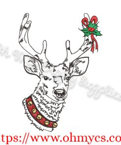 Sketch Christmas Reindeer Embroidery Design