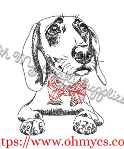 Sketch Dachshund Embroidery Design
