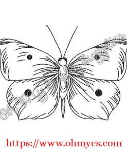 Sketch Drawing Butterfly Embroidery Design