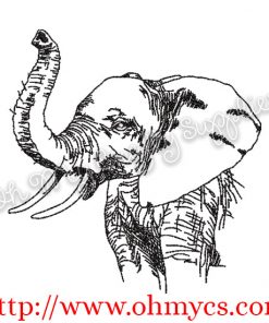 Sketch Elephant Embroidery Design