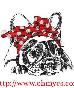 Sketch Headband French Bulldog Embroidery Design