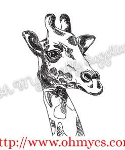 Sketch Giraffe Embroidery Design