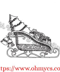 Sketch Holiday Sleigh Embroidery Design