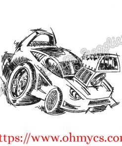 Sketch Hot Rod Embroidery Design