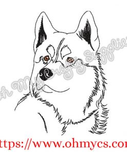 Sketch Husky Embroidery Design