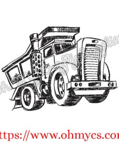 Sketch Mack Truck Embroidery Design