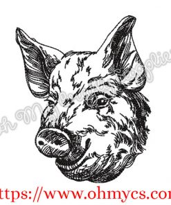 Sketch Pig Head Embroidery Design
