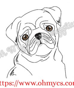 Sketch Puggy Pup Embroidery Design