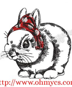 Sketch Rabbit with Headband Embroidery Design