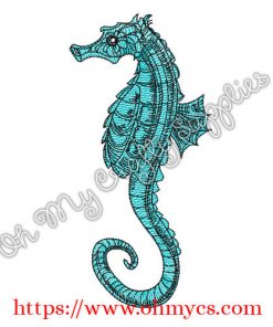 Sketch Seahorse Embroidery Design